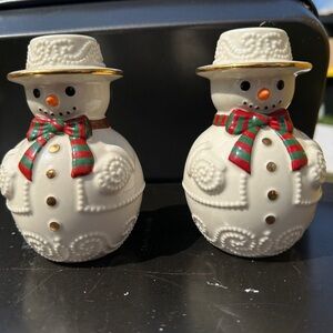 2 Lenox snowmen candle holders. Great condition!